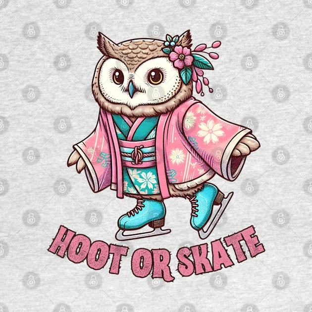 Ice skating owl by Japanese Fever